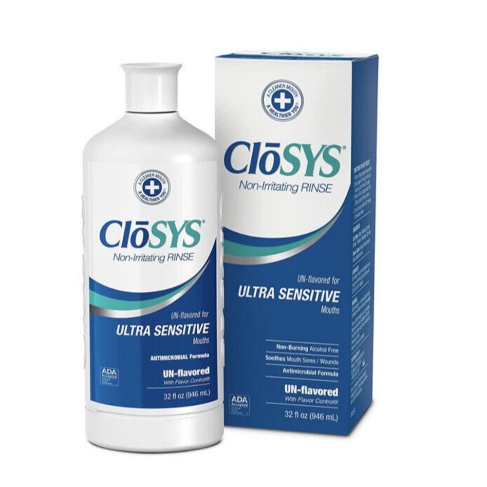 CloSYS Ultra Sensitive Unflavored Mouthwash 32oz Flavor Control Dropper included